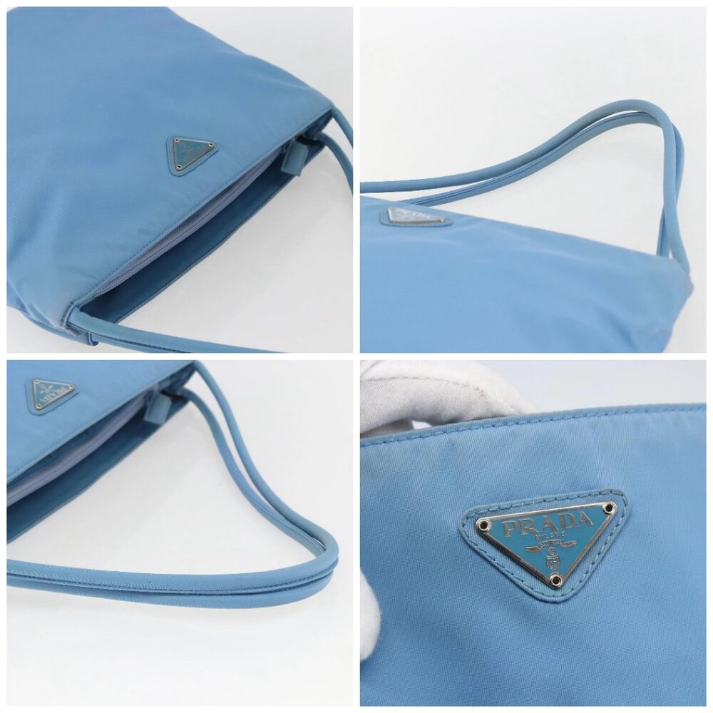 PRADA Tote Bag Nylon Light Blue Silver Auth 157223 - Picture 16 of 16